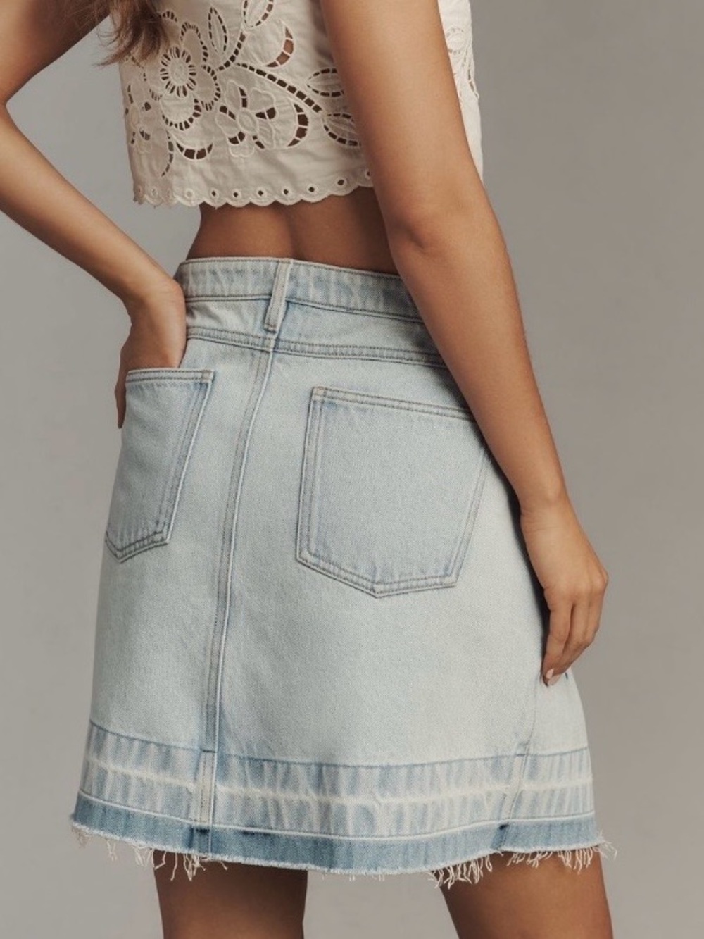 Anthropologie Pilcro Reworked Denim Mini Skirt 14 NWT - Picture 3 of 12